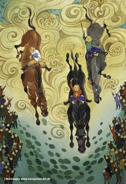 Horseracing Mongolia - Nurmaa Art