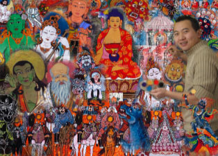 Gods Mongolian Art artist E. Otgonbayar, Монгол уран зураг, Бурхад, Монгол Зураг, Mongol Zurag, Mongolische Malerei, Götter
