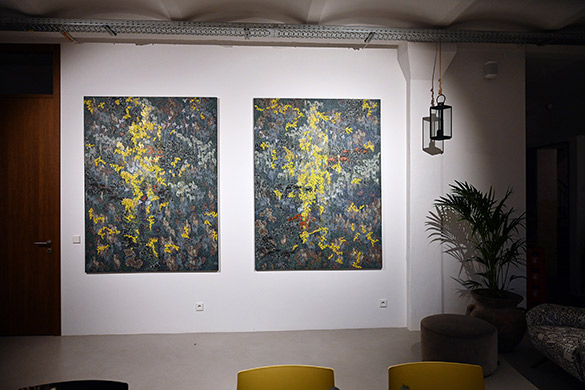 Shangri-La 1 and 2 by OtGO 2022-2023, ink, acryl on canvas, 200 x 300 cm