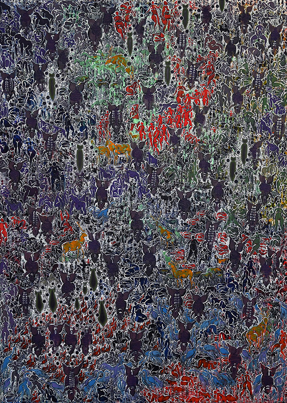 GÖSCHENER ZYKLUS 2/5 by OtGO 2023, acryl on canvas. 180 x 650 cm. je 180 x 130 cm