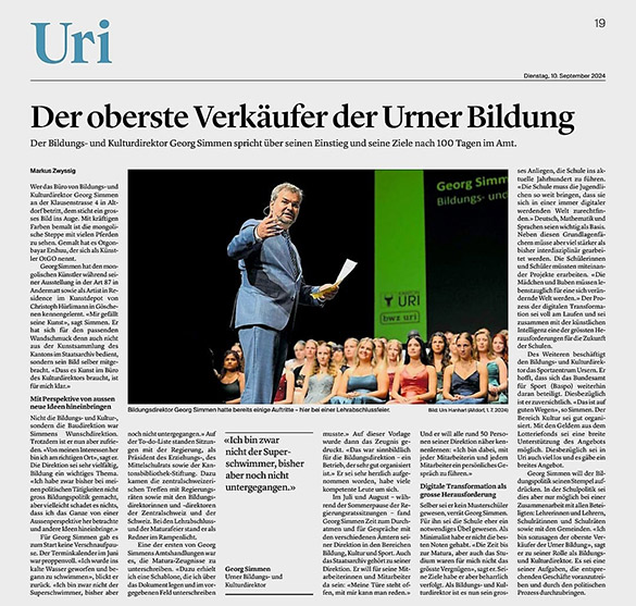 Der oberste Verkäufer der Urne Bildung. Urner Wochenblatt | Dienstag, 10. September 2024