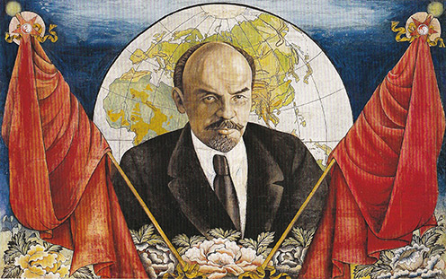 Portrait of Lenin by Marzan Sharav 1922, Tempera on cotton 98 cm x 152 cm  Б.Шарав "В.И.ЛЕНИНИЙ ХӨРӨГ" 1922 он. Даавуу, шороон будаг.  98 см x 152 см