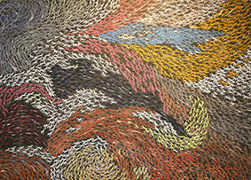 Roaring Hoofs -03 by OTGO 2003-2005, Tempera on cotton 125 x 170 cm