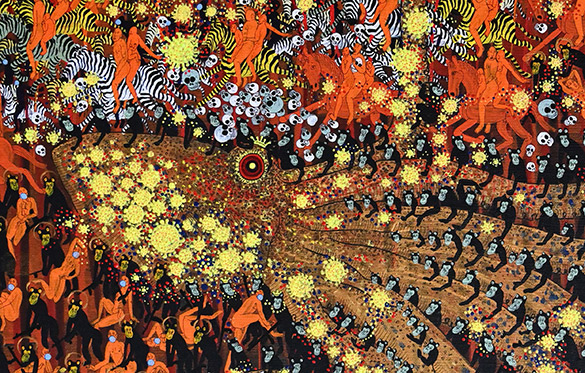 The Secret Matrix of Coronavirus by OTGO 2020 acryl on canvas 75 x 100 cm