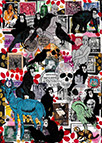 Cabinet of Curiosities Memento Mori: 24 pictures with about 430 stamps by OtGO 2021, consists of 24 equal-sized single paintings, ink and acryl on original Stamps, each measuring 210 by 148 mm (A5)